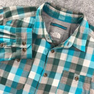 The North Face Mens XL Blue Plaid Cotton Long Sleeve Shirt